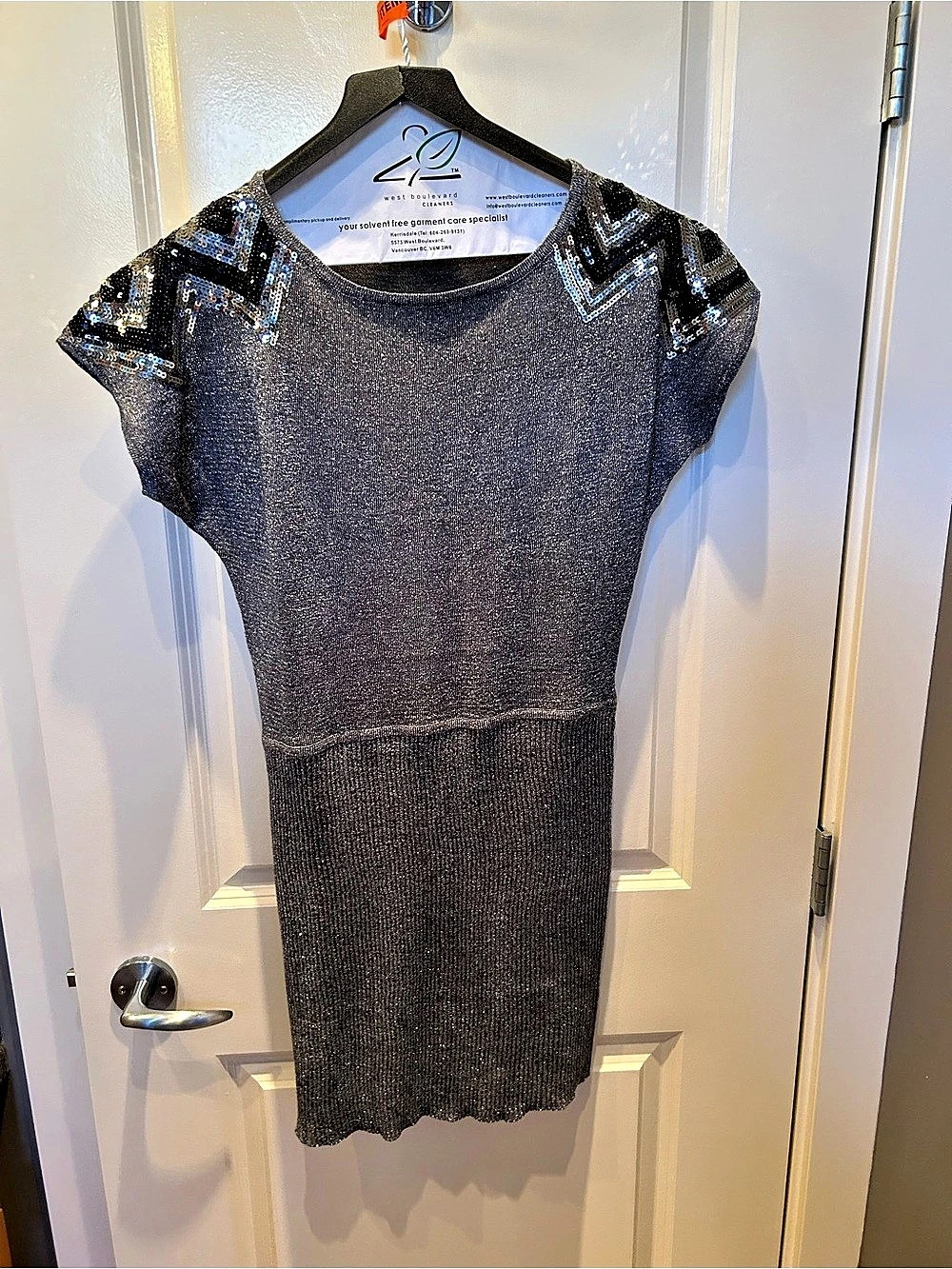Phillip Russell sequin Geometric Mini Dress silver - Large